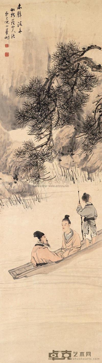 倪田 赤壁泛舟 立轴 138×38.5cm