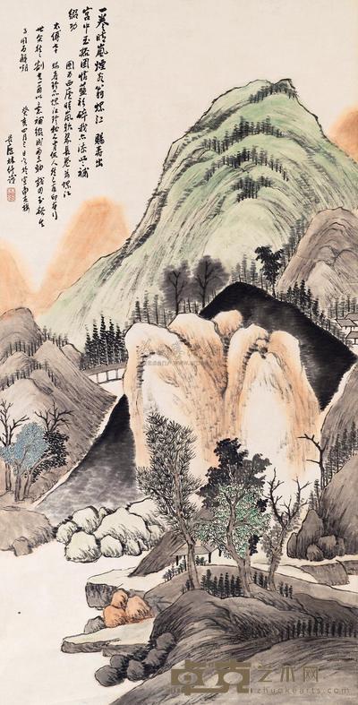 林纾 1923年作 一卷晴岚 立轴 99.6×50.5cm