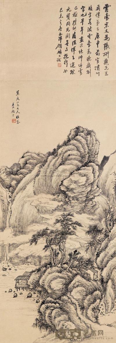 顾沄 溪山雅居 立轴 88.3×39.5cm