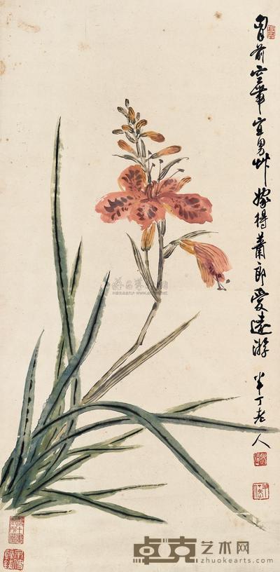 陈半丁 萱草 立轴 66.2×33cm