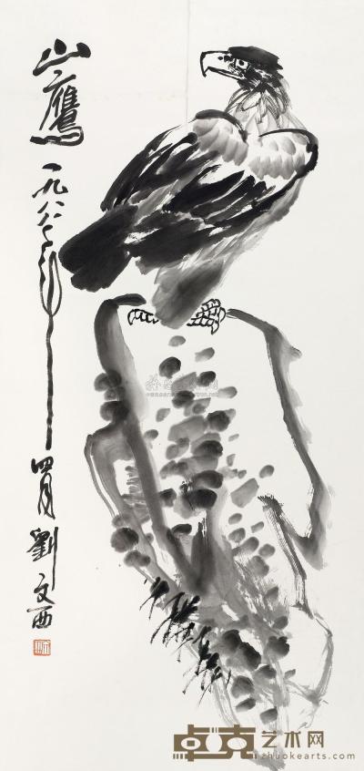 刘文西 1988年作 山鹰 立轴 110.5×52.5cm
