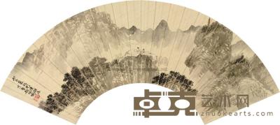 胡佩衡 1936年作 观山图 扇面镜心 17.5×59cm