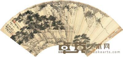 溥儒 寒山雪霁 扇面镜心 19×54cm