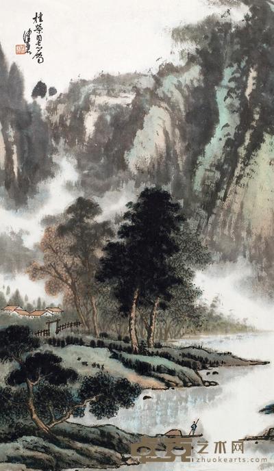 陈佩秋 翠岭渡舟 立轴 61.5×36cm