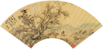 陈撰 1744年作 山水 镜心
