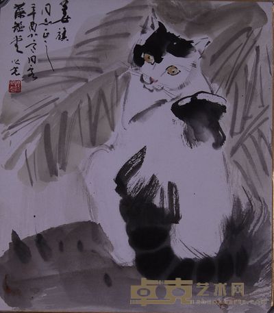 杨之光 1981年作 招财猫 镜心 27×24cm