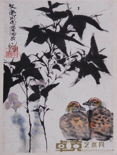 程十发 竹报平安 镜心 44×32cm