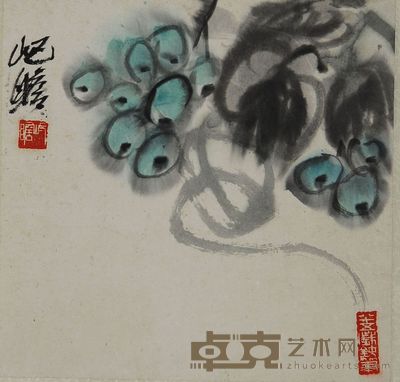 朱屺瞻 葡萄 立轴 24×24cm
