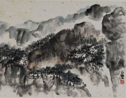 陈子庄 山居图 镜心