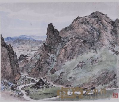 叶浅予 1956年作 怀来景色 镜心 30×35cm