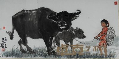 张广 2005年作 牧牛图 镜框 69×138cm