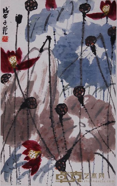 崔子范 1978年作 荷塘秋色 镜心 89.5×56cm