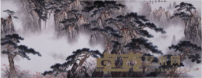 白雪石 2005年作 松山飞瀑 镜心 143×359cm