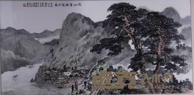 傅二石 2009年作 依山傍水几人家 镜心 68.5×137cm
