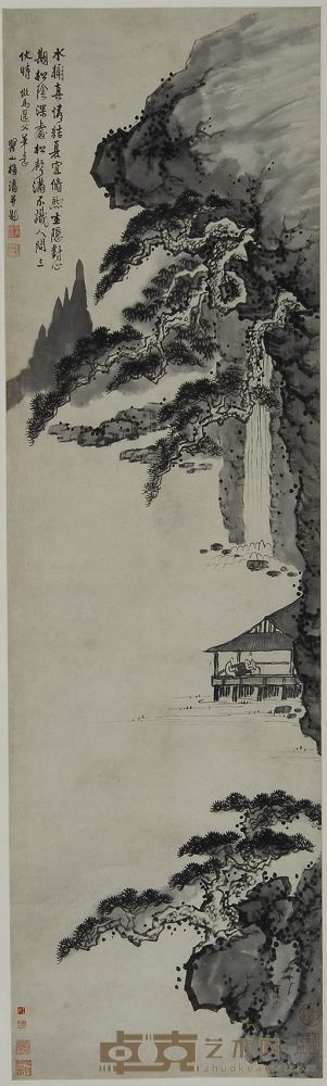 梅清 松荫水榭图 立轴 167.5×49cm