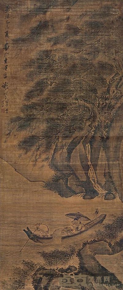 谢时臣 1559年作 泛舟图 立轴 139×59cm