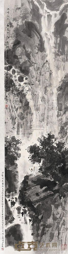 傅抱石 山水 镜心 137×34cm