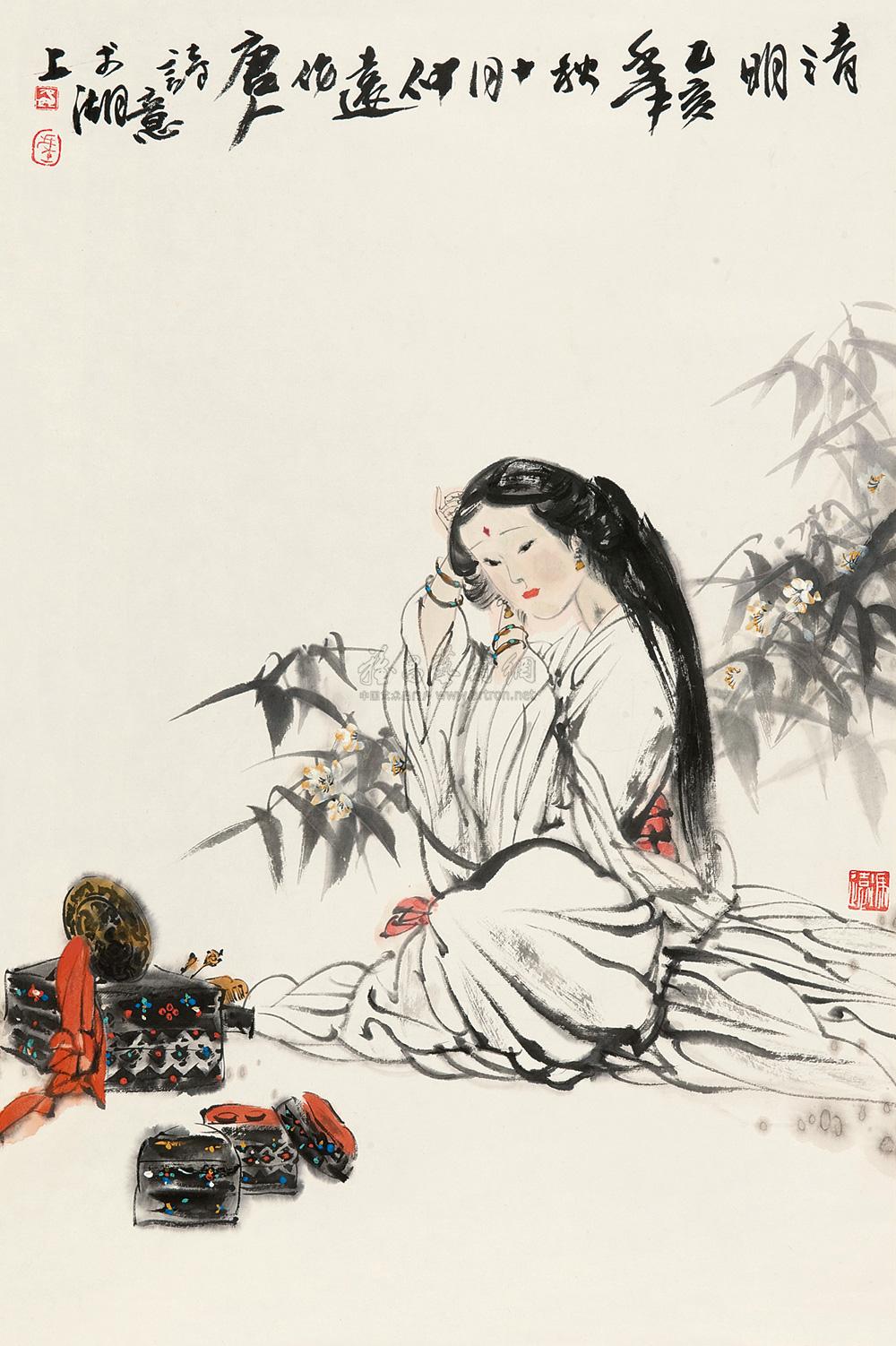 冯远 1995年作 唐人诗意图 立轴68×44cm