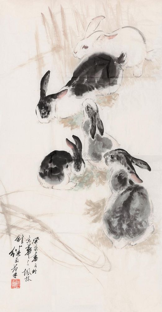 lot:2449 刘继卣 1983年作 兔 镜心