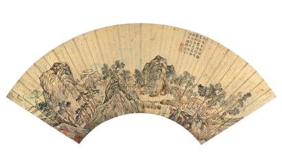 陆治 雨后朗吟图 扇面