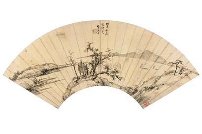 李流芳 江帆图 扇面