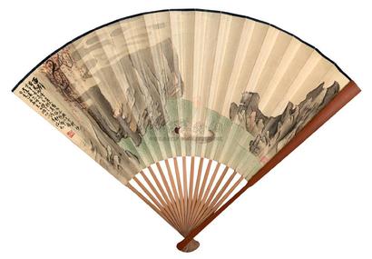 俞明 1925年作 面壁达摩 成扇