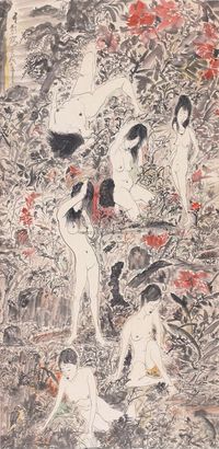 于彭 2007年作 六美戏春图