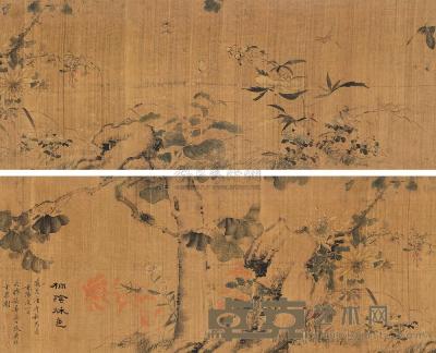朱英 1810年作 桐荫秋色卷 手卷 39×175cm