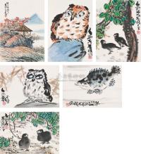 郑善禧 1985年作 山水 花鸟集锦 （六帧） 卡纸