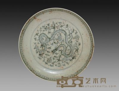 明 青花龙纹盘 款识《大明洪武年制》 径:32.4 cm