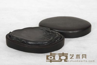 清佛手端砚（带红木盒） 长：14 cm