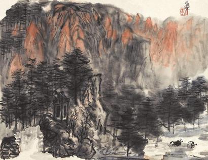 陈子庄 大壑晨曦 镜心