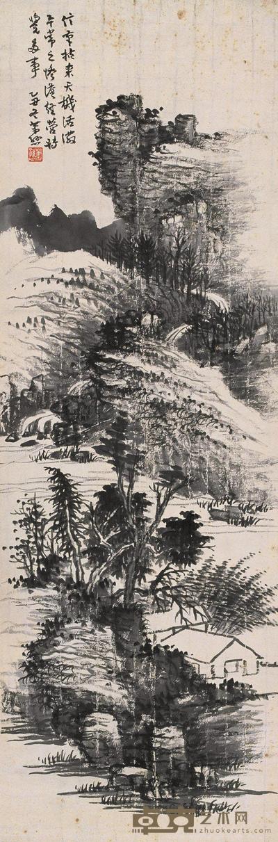 萧愻 1925年作 山水 镜心 99×33cm