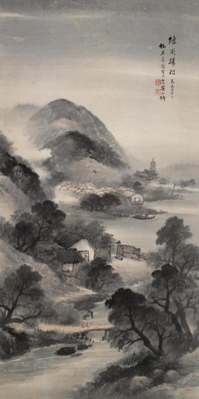 吴石僊 1909年作 烟雨归村 立轴