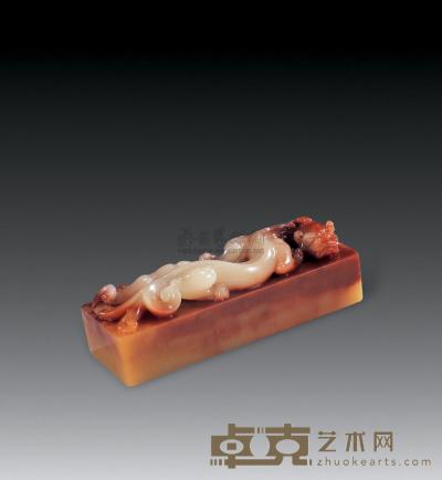 寿山芙蓉石雕 螭钮长方章 2.5×8.5×3cm