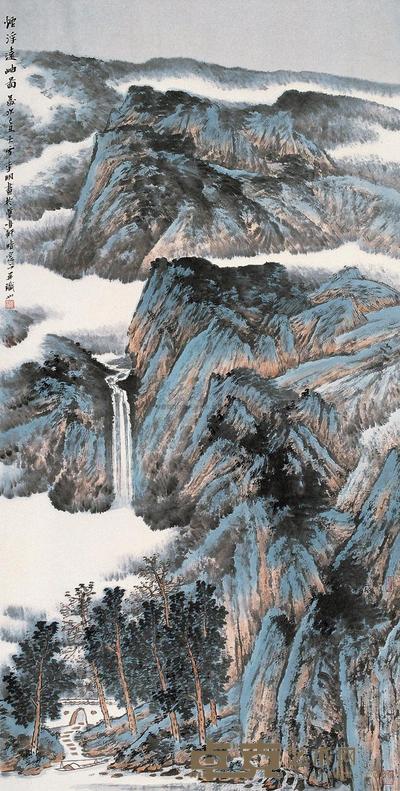 李明 2009年作 烟浮远岫图 镜框 137×69cm