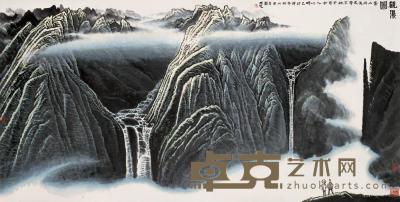 张凭  1999年作 观瀑图 镜框 68×137cm