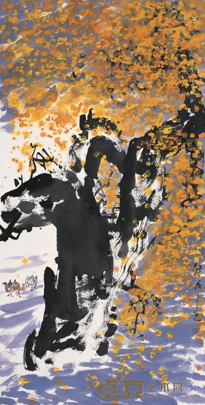 张录成 2010年作 金秋 镜框 136×68cm