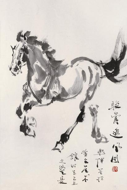 袁熙坤  2009年作 骏骨追风图 镜框