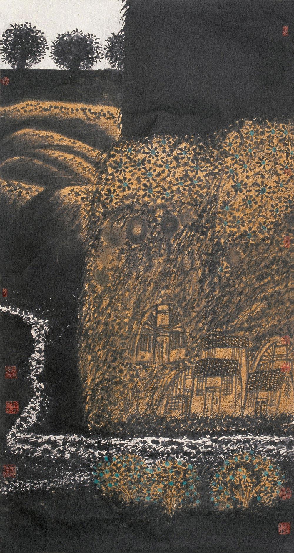 陈平  小河弯弯 镜框172×92cm