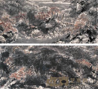 崔如琢  2006年作 白凤舞岩松 镜框 81×365cm