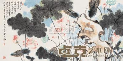 贾广健  2010年作 荷塘清趣 镜框 68×136cm
