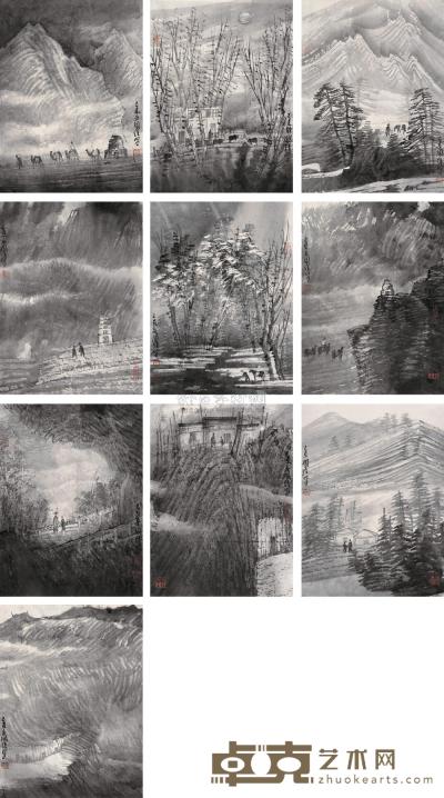 刘国强  2009年作 天山系列 （十帧） 镜框 44×33cm×10