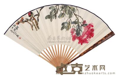 吴东迈 花卉 成扇 18×51cm