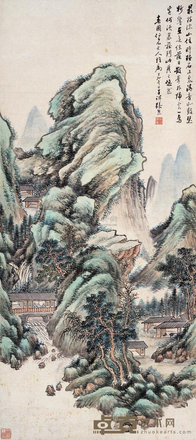 张熊 1867年作 听泉图 立轴 115.5×51cm