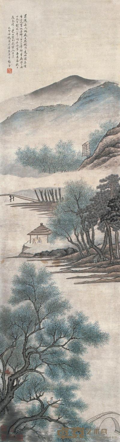 张崟 1819年作 烟浮远岫图 立轴 151×41cm