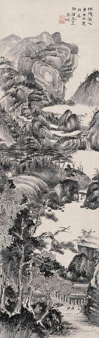 温其球 1894年作 山水 立轴