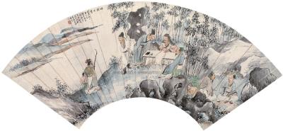 刘彦冲 1853年作 竹林七贤 扇面片