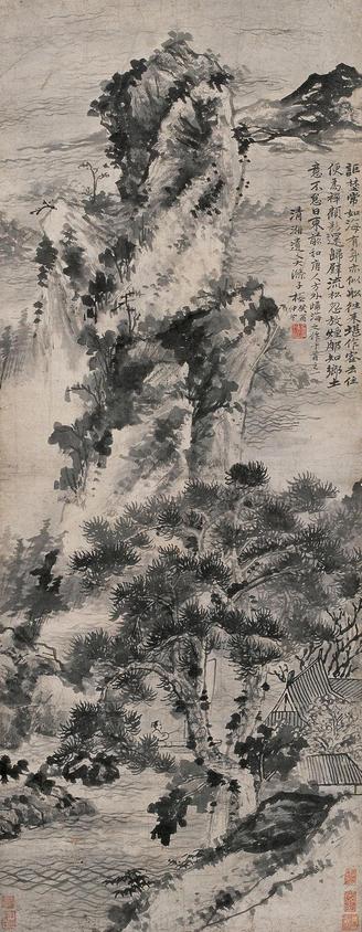 石涛 1693年作 山水 立轴