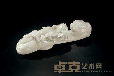 清中期 白玉螭龙带钩 长12.5cm